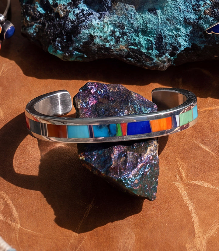 Multi-Stone Turquoise Inlay Cuff Bracelet
