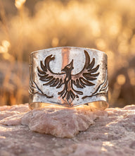 Engraved Phoenix Cuff Bracelet