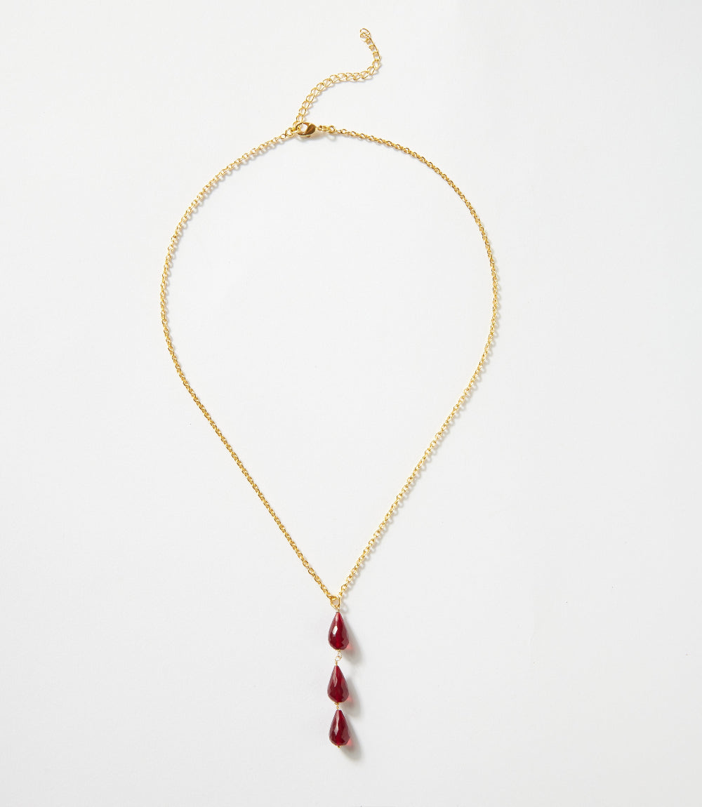 Triple Drop Gemstone Necklace