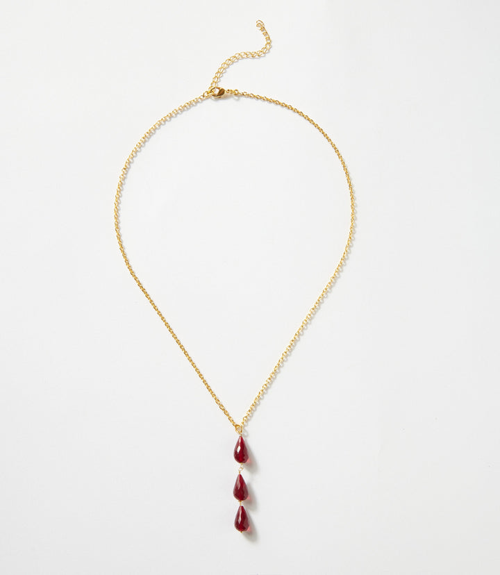 Triple Drop Gemstone Necklace