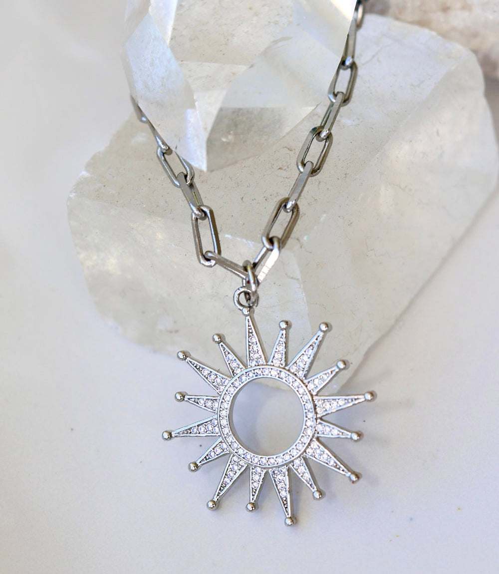 Pavé Sunburst Necklace
