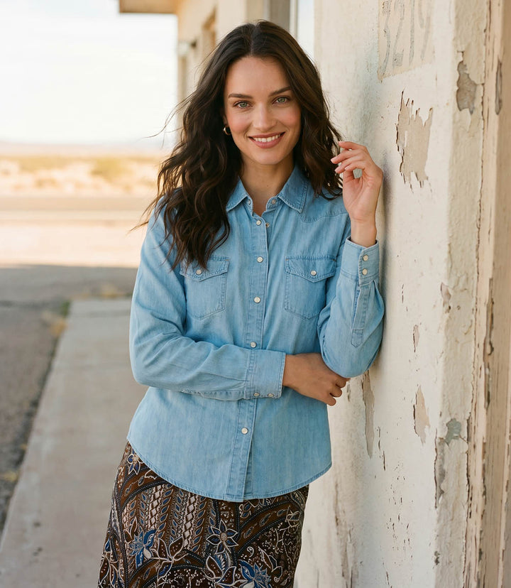 Long Sleeve Western Denim Shirt