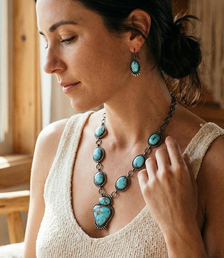 Golden Hill Turquoise Station Necklace Set