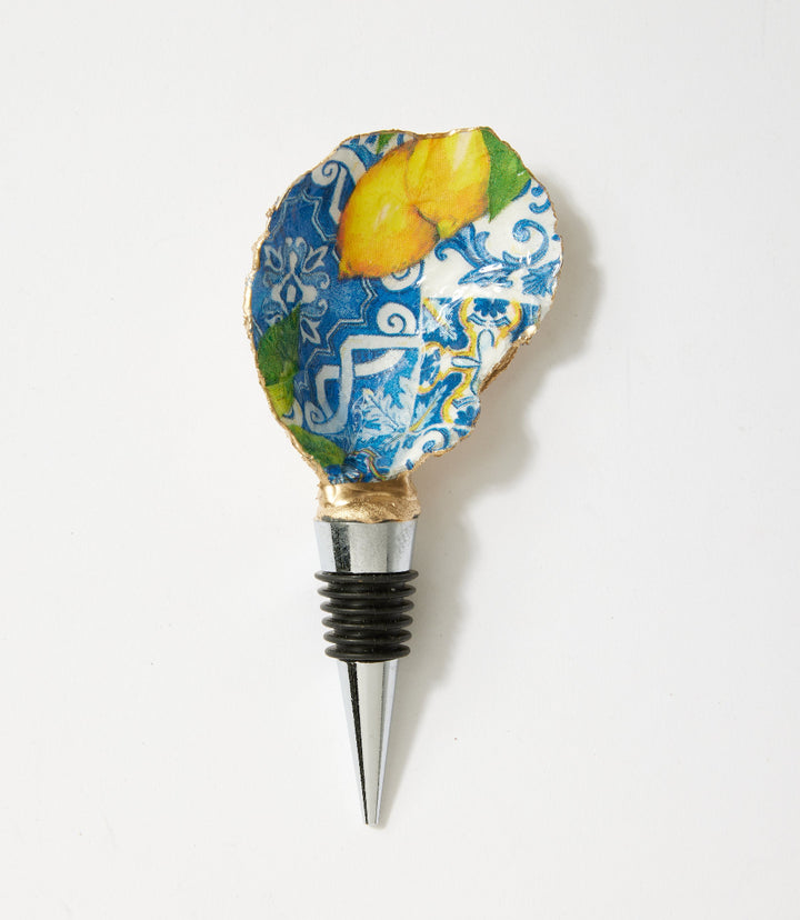 Lemon Tile Oyster Shell Wine Stopper