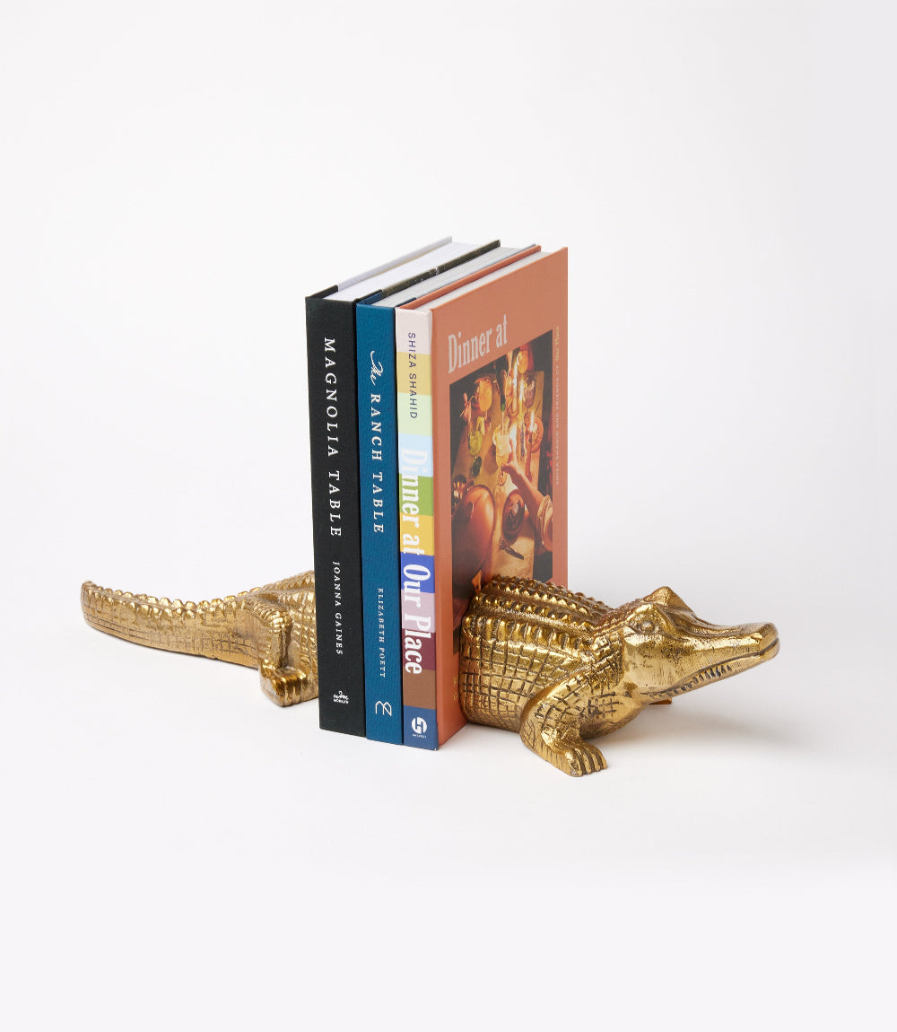 Brass Crocodile Book Stands