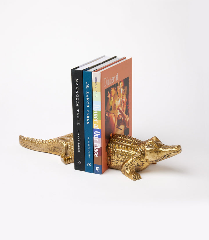Brass Crocodile Book Stands