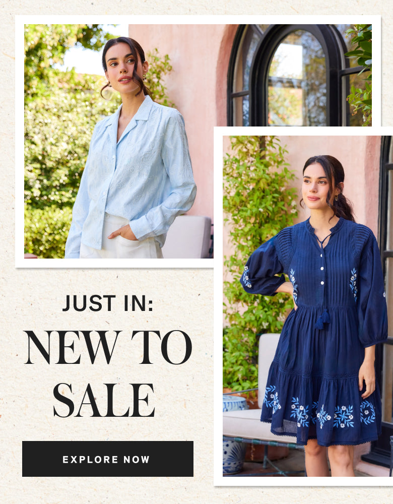 Two women in outdoor settings with text 'Just in: New to Sale' and 'Explore Now'.