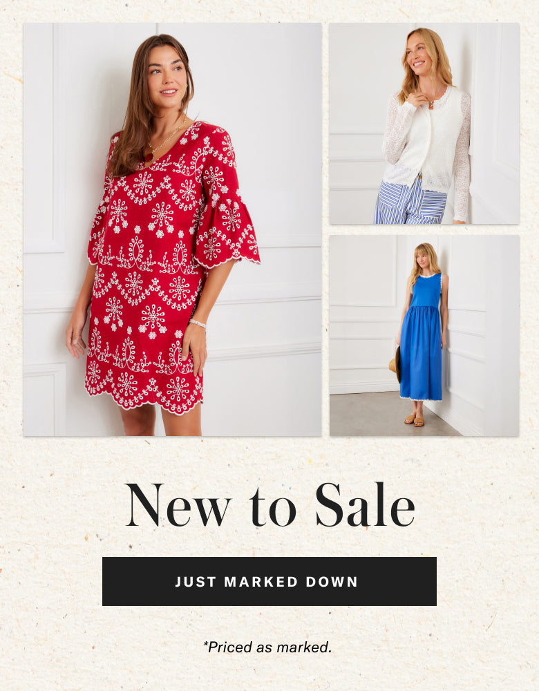 Promotional image of women wearing dresses with 'New to Sale' text.