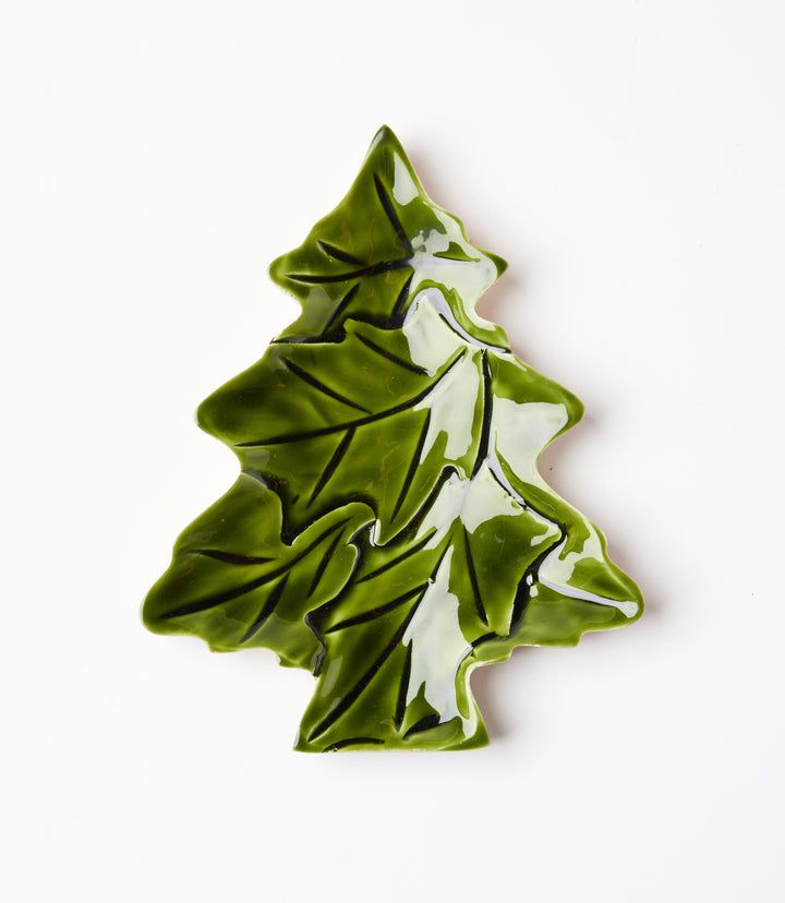 Holly Leaf And Tree Serving Trays, Set Of 2