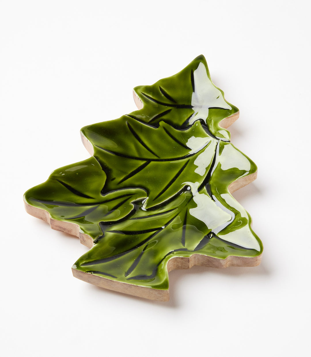 Holly Leaf And Tree Serving Trays, Set Of 2