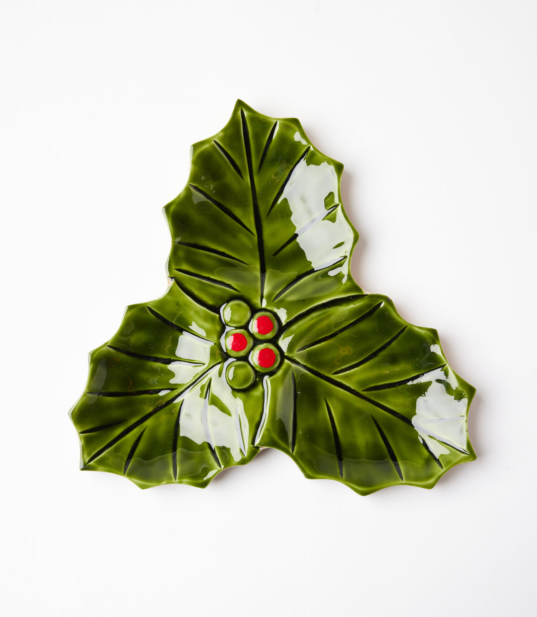 Holly Leaf And Tree Serving Trays, Set Of 2