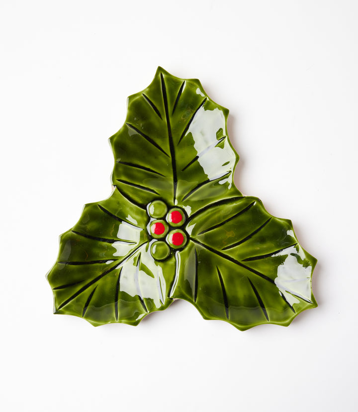 Holly Leaf And Tree Serving Trays, Set Of 2
