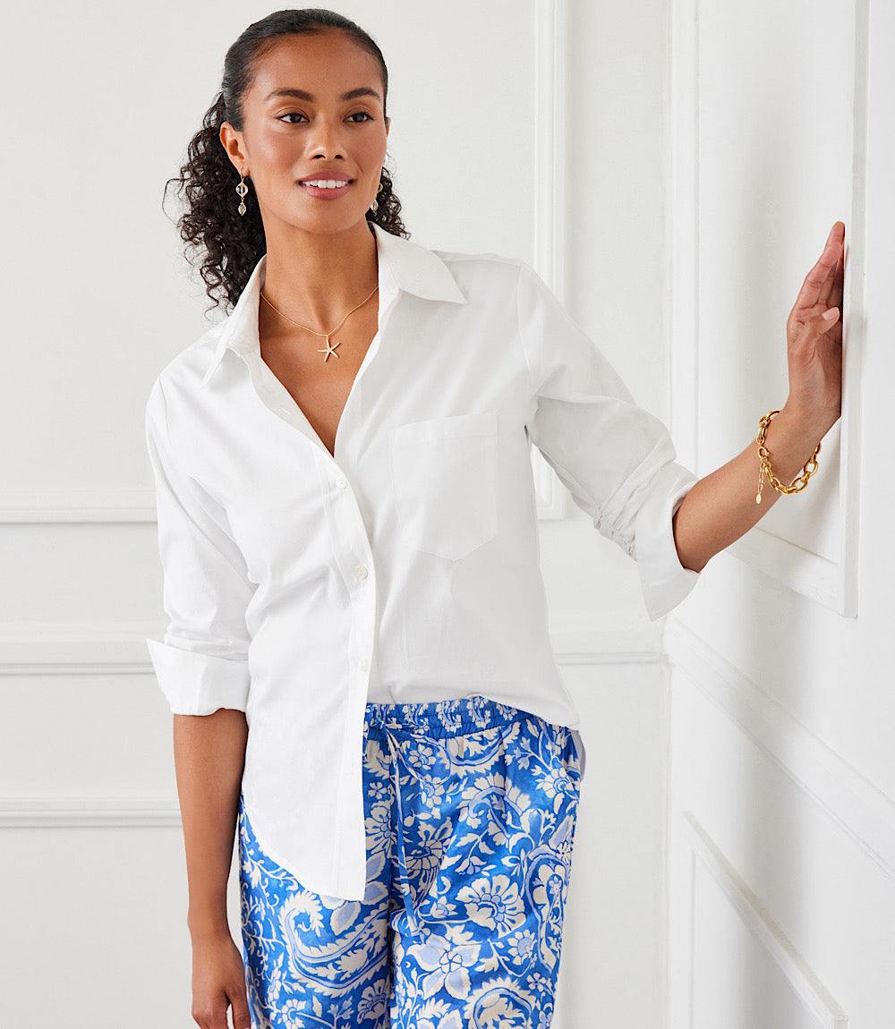 Ruched Sleeve Button-Up Shirt