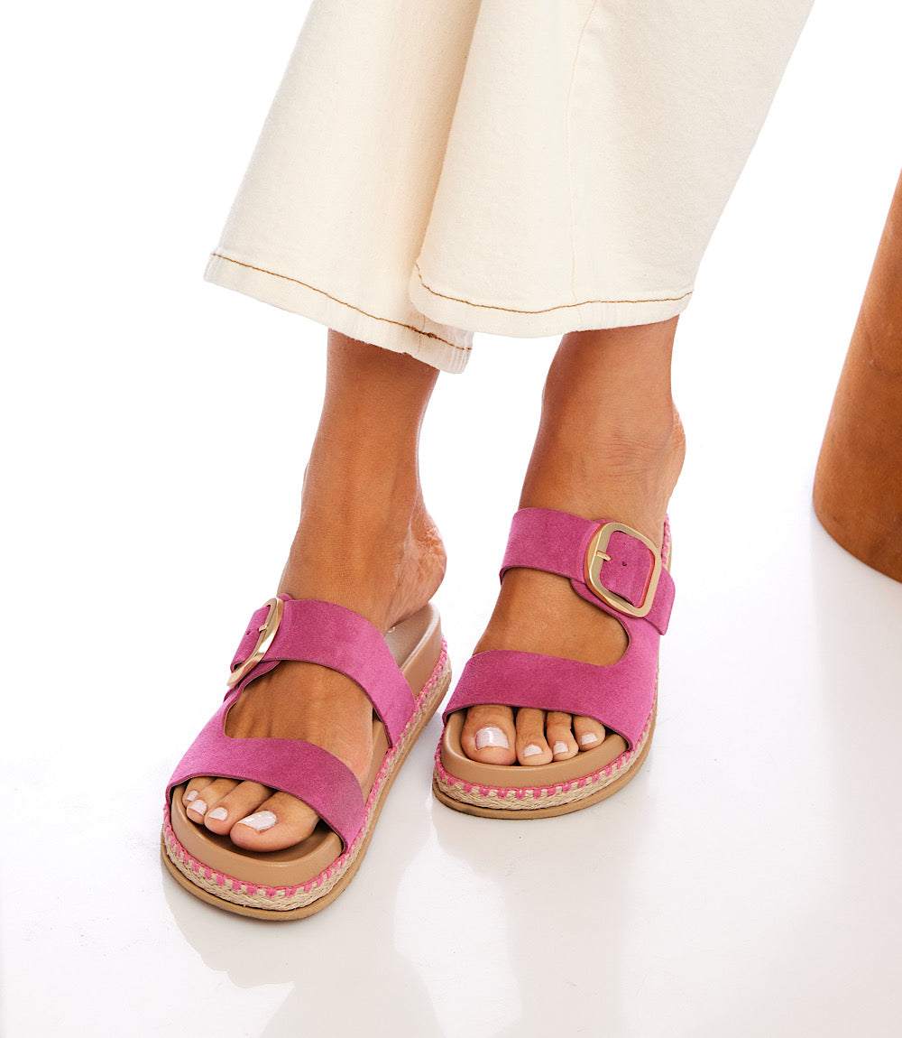 Getaway Buckle Slip On Sandals