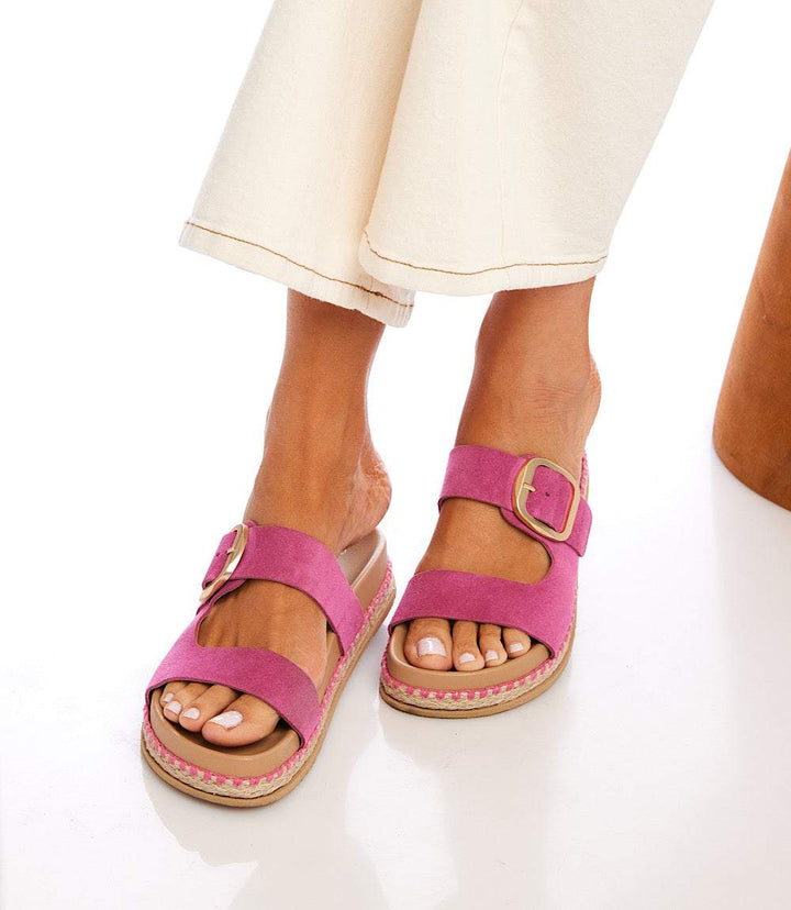 Getaway Buckle Slip On Sandals