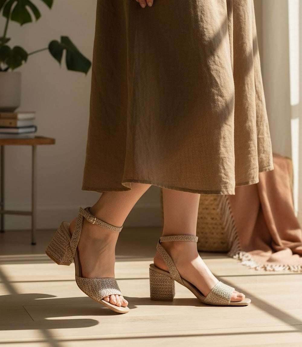 Simple Pleasures Raffia Heel Sandals