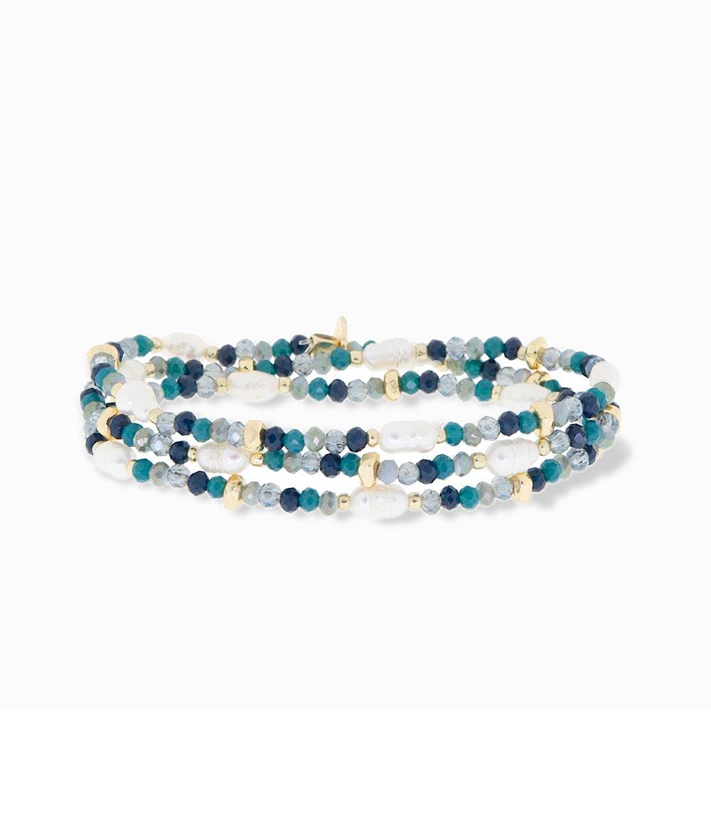 Beaded Gemstone And Pearl Stretch Bracelet