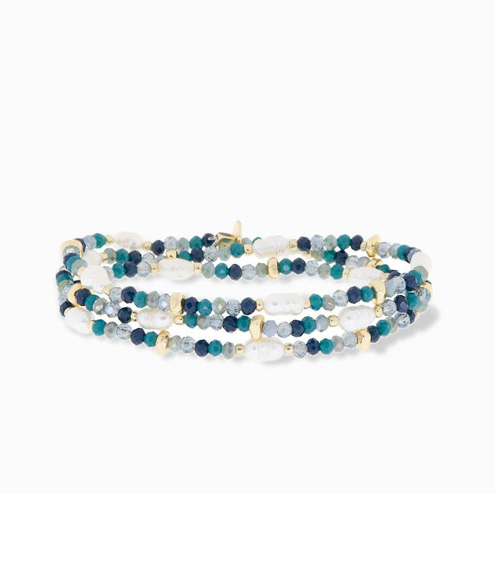 Beaded Gemstone And Pearl Stretch Bracelet