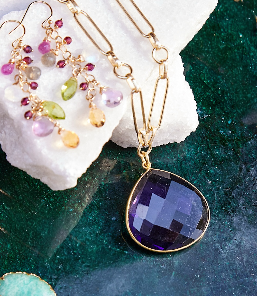Amethyst Quartz Pendant Necklace