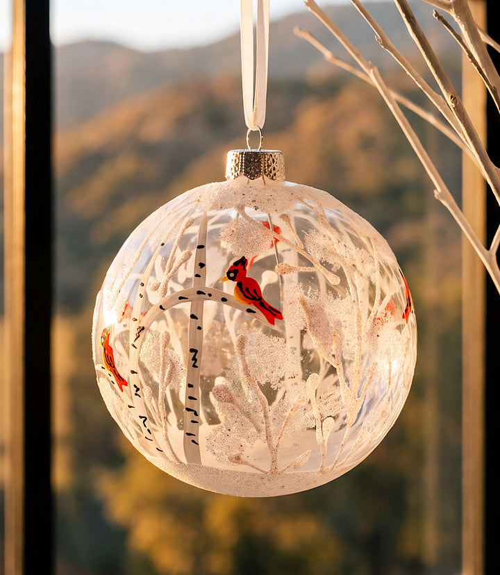 Frosted Forest Hand-Painted Glass Ornament