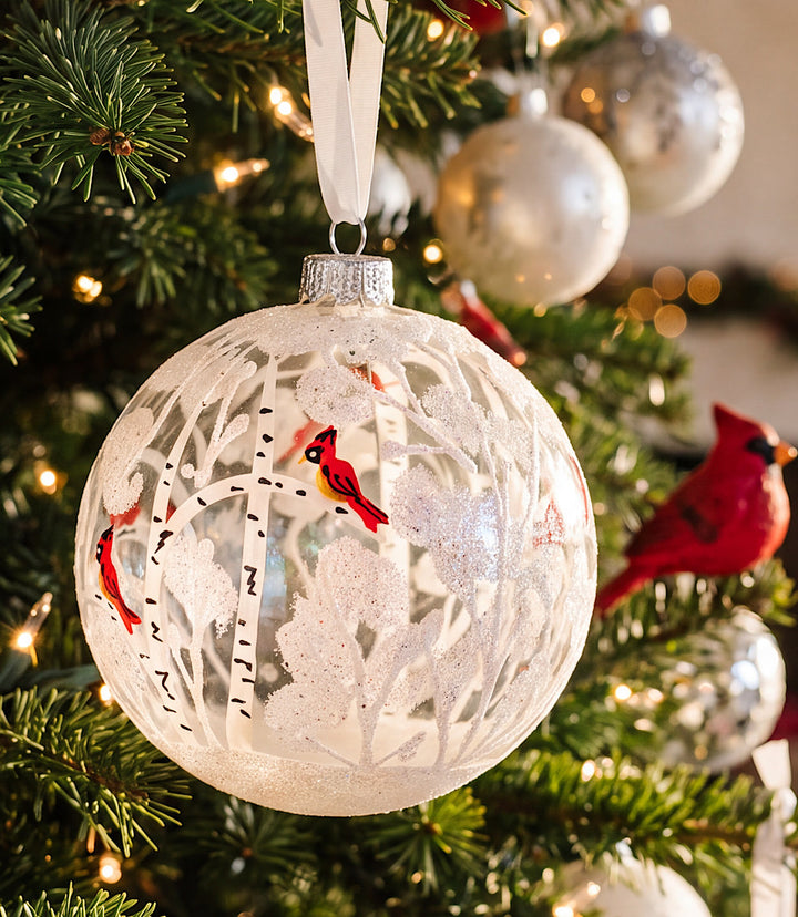 Frosted Forest Hand-Painted Glass Ornament