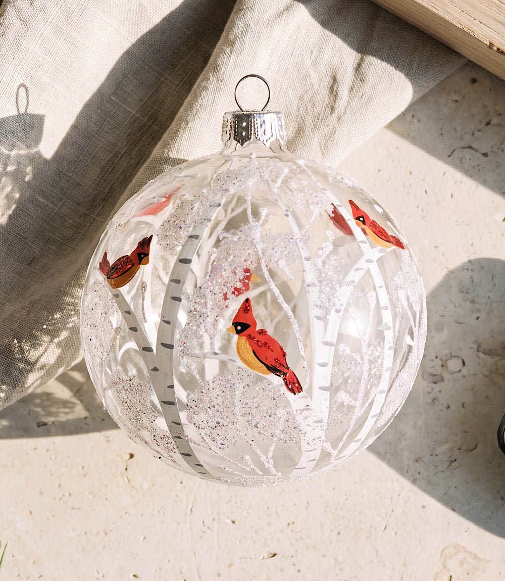 Frosted Forest Hand-Painted Glass Ornament