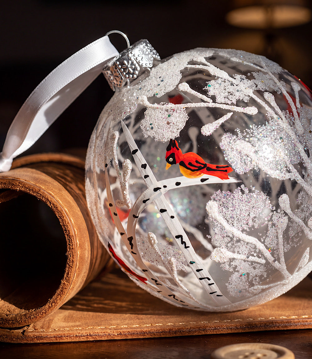 Frosted Forest Hand-Painted Glass Ornament