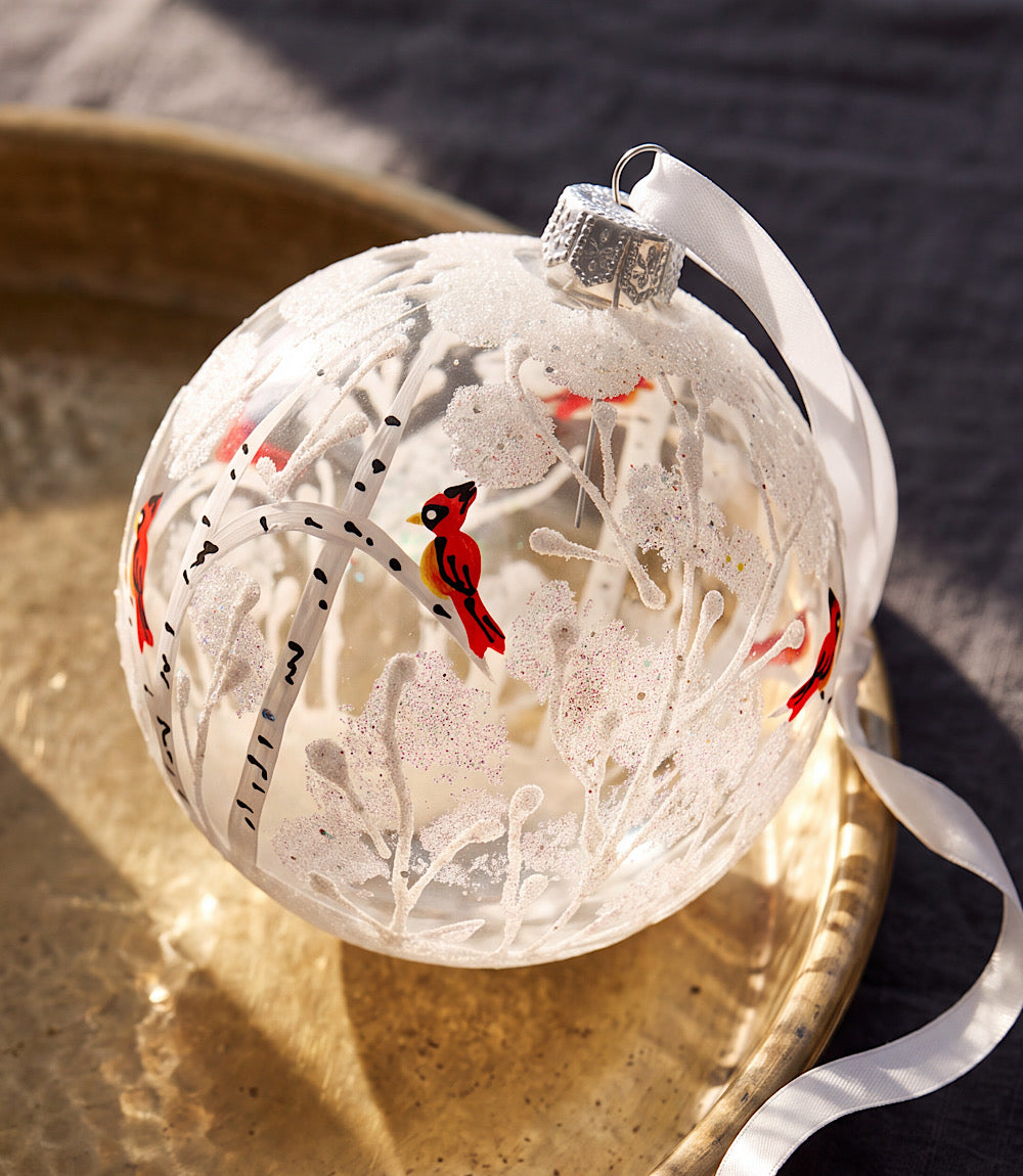 Frosted Forest Hand-Painted Glass Ornament