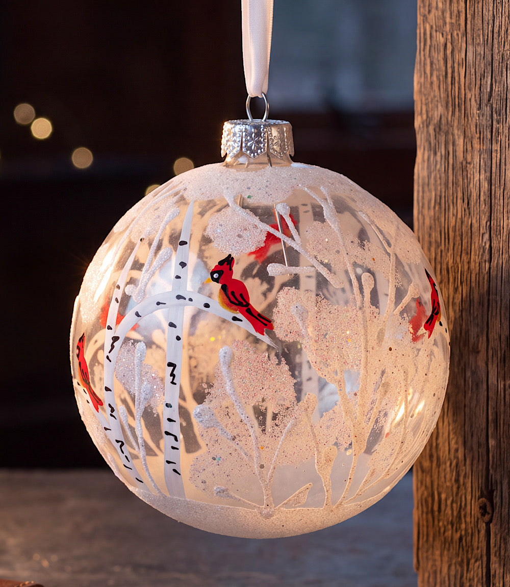 Frosted Forest Hand-Painted Glass Ornament