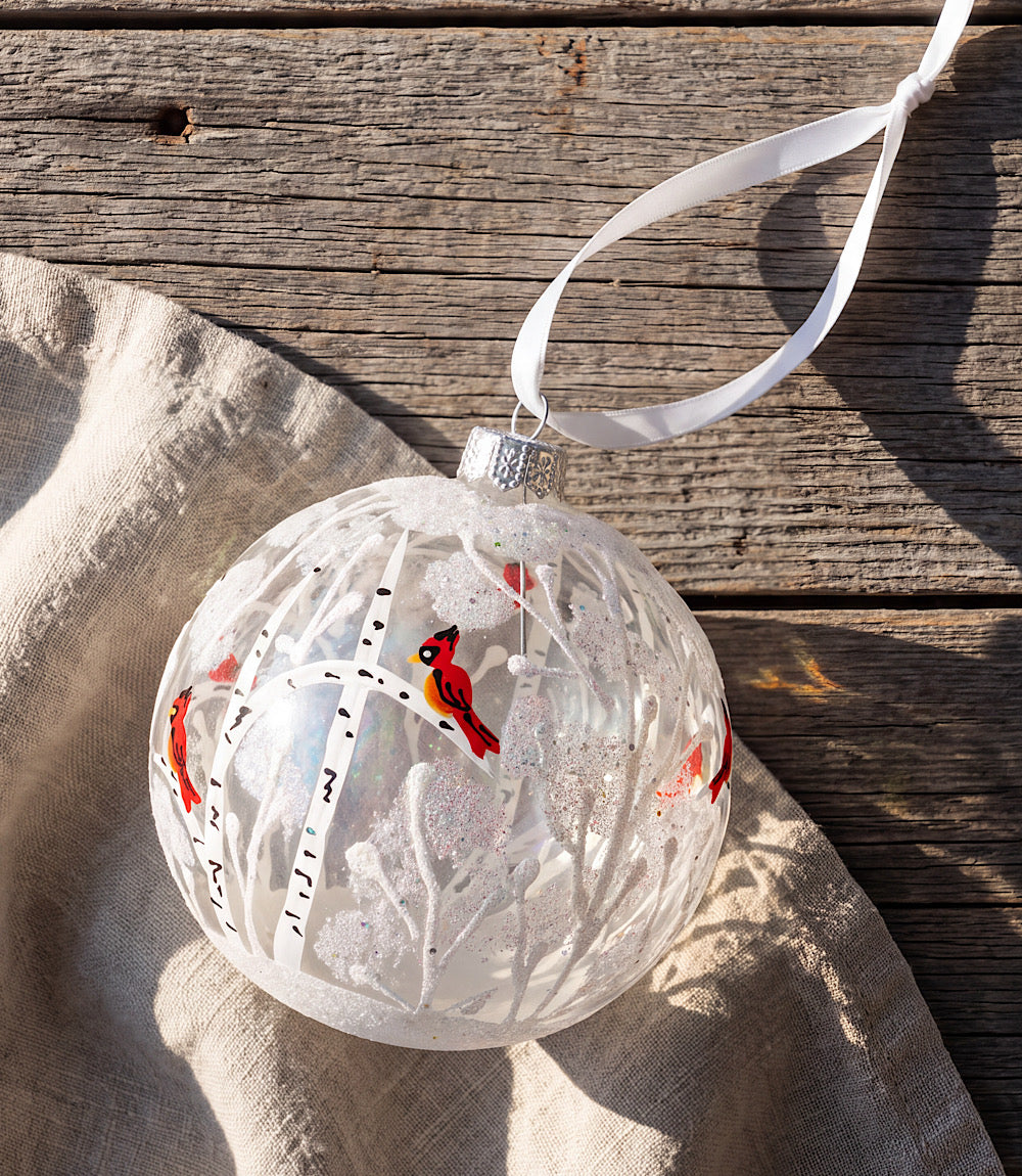 Frosted Forest Hand-Painted Glass Ornament