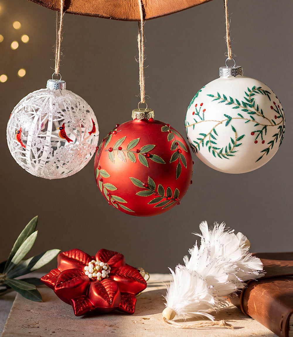 Frosted Forest Hand-Painted Glass Ornament