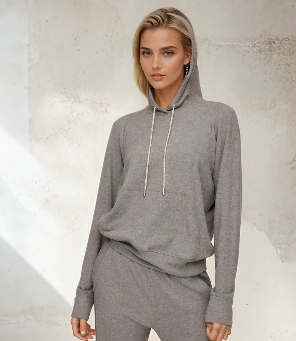 Rhinestone Drawstring Hoodie Sweatshirt