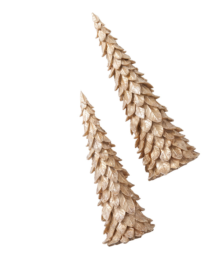 Gold Glitter Trees, Set Of 2
