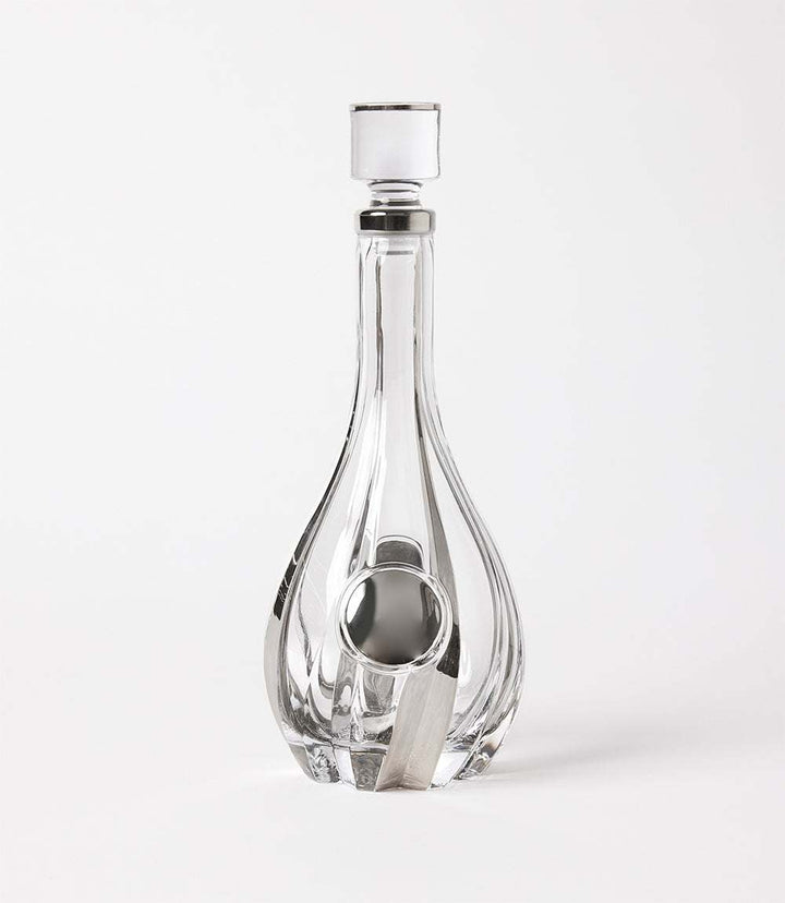 Elegant handpainted crystal decanter made from Italian crystal with a sleek design and stopper