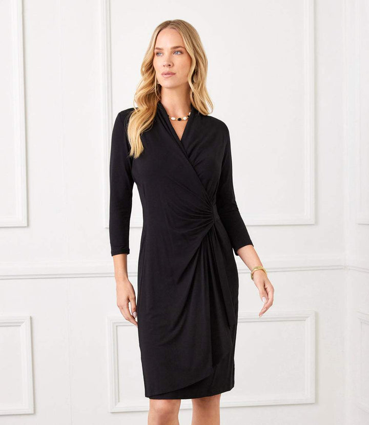 Petite Size Cascade Wrap Dress