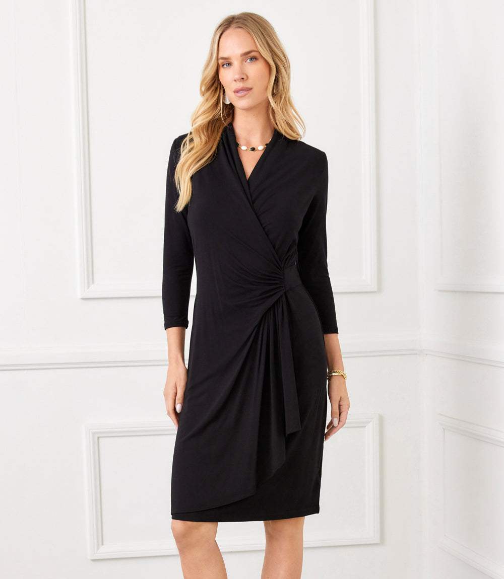 Karen Kane Cascade Wrap Dress, XS, Black Karen Kane Cascade Wrap Dress, XS, Black