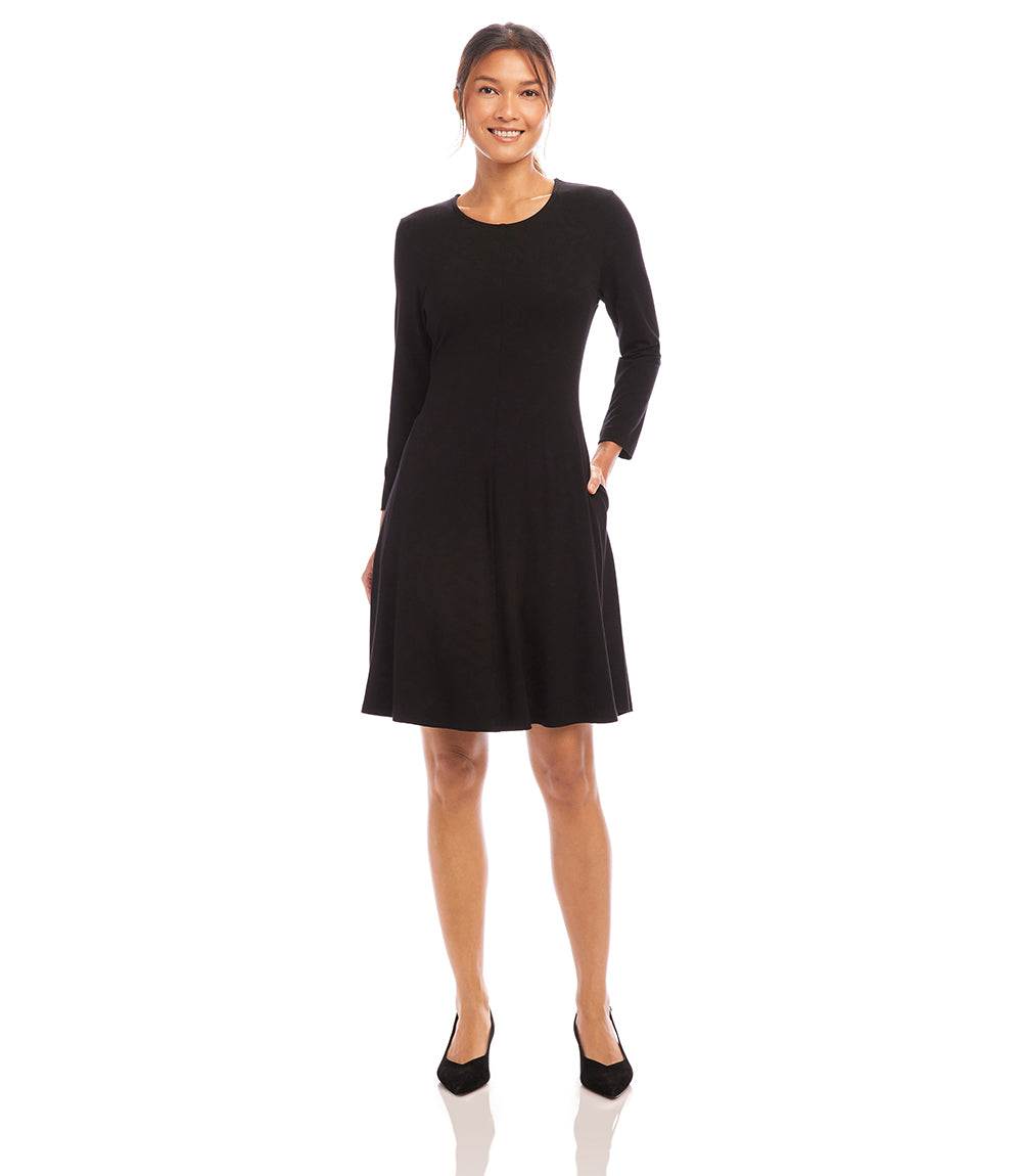 Karen Kane 3/4 Sleeve Fit & Flare Dress in Black Medium Karen Kane 3/4 Sleeve Fit & Flare Dress in Black Medium