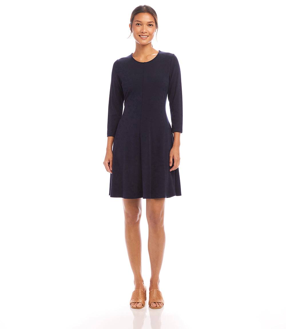 Karen Kane Three Quarter Sleeve Jersey Dress - Navy