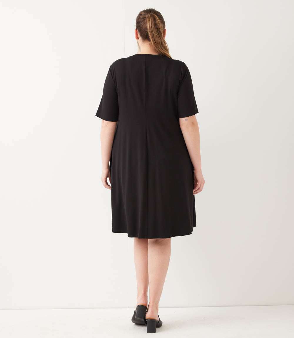 a line dress for short women Karen Kane Women's Plus Size Sleeve A-Line Dress, 1X, 1X, Black, Rayon/Spandex Denim Blue Tube Dress breathable fabric keeps it COLOR:Guava archivesale26