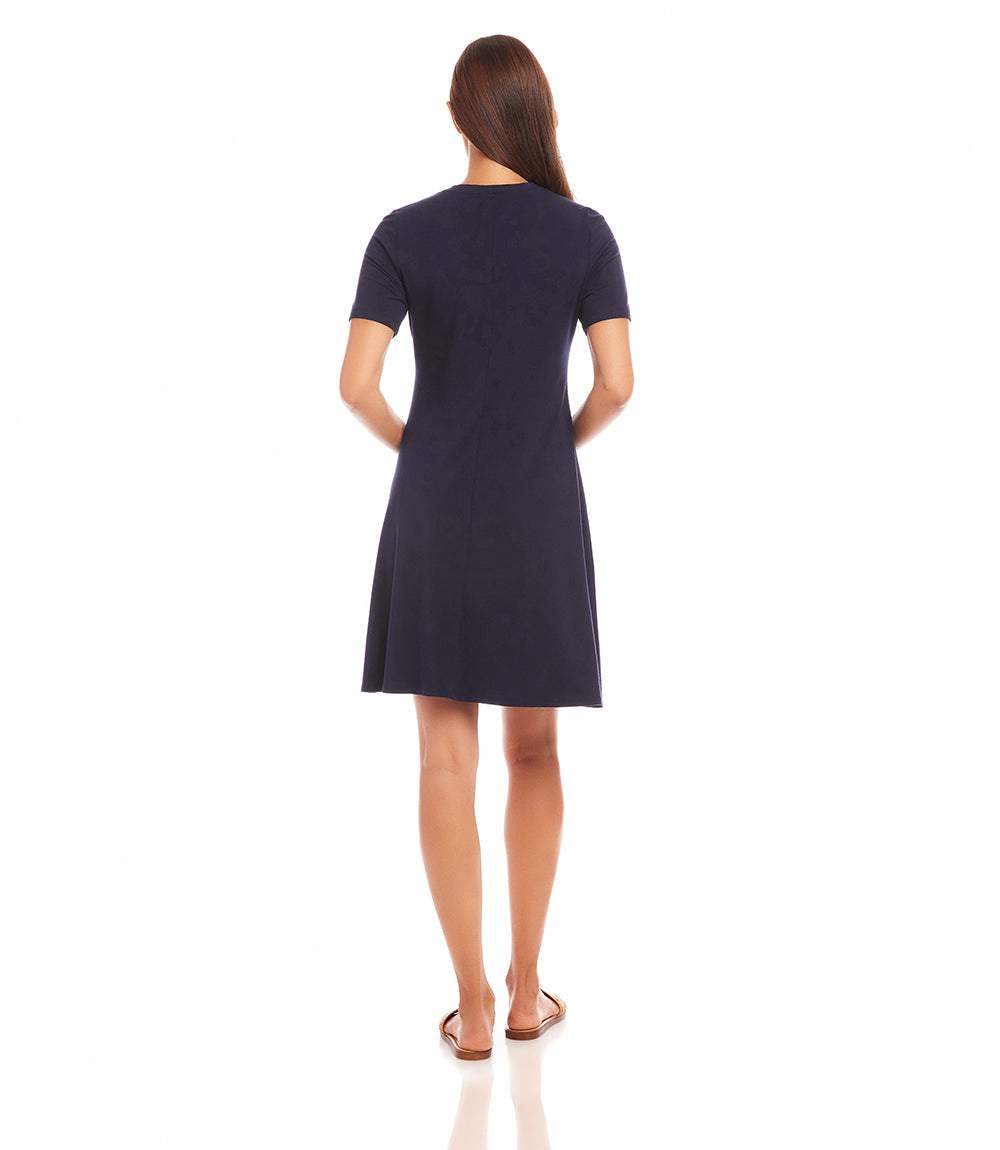 Karen Kane Women's Short Sleeve A-Line Dress, Navy Blue, Small Karen Kane Women's Short Sleeve A-Line Dress, Navy Blue, Small