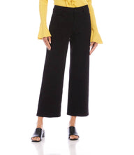 Lauren patch pocket cropped pants in cotton spandex twill with belt loops and front patch pockets