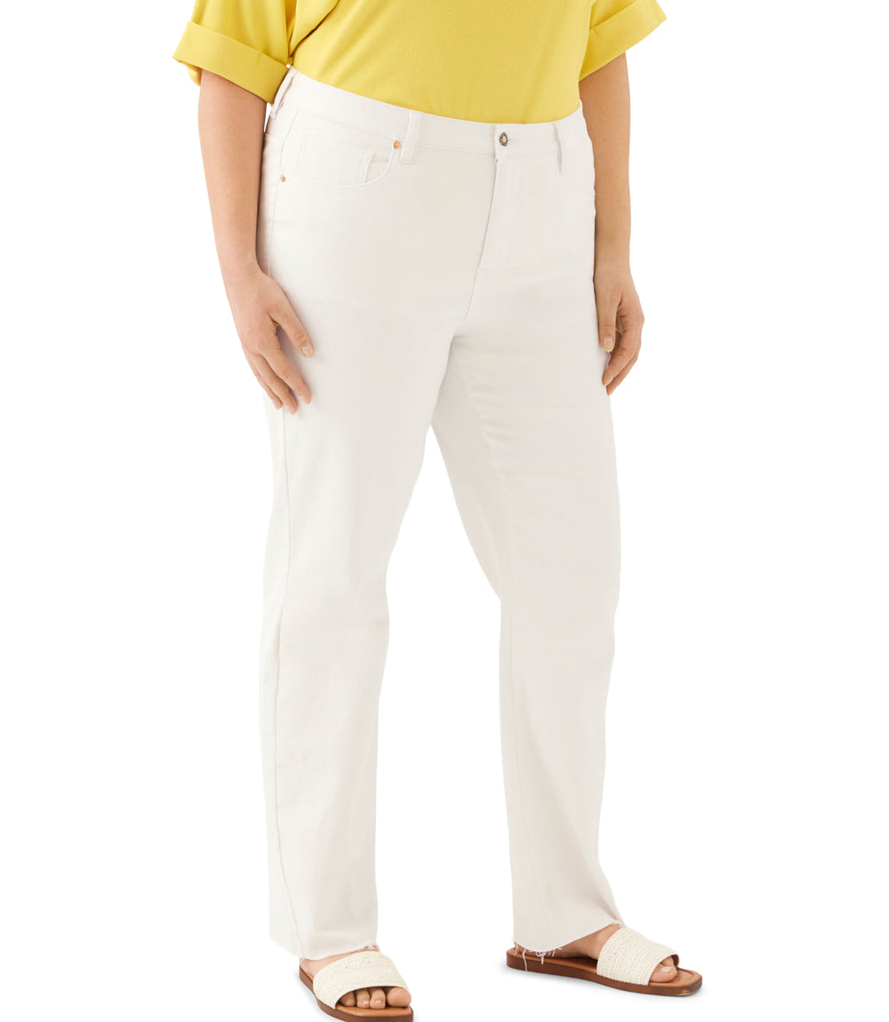 Plus Size Raw Hem Straight Jeans