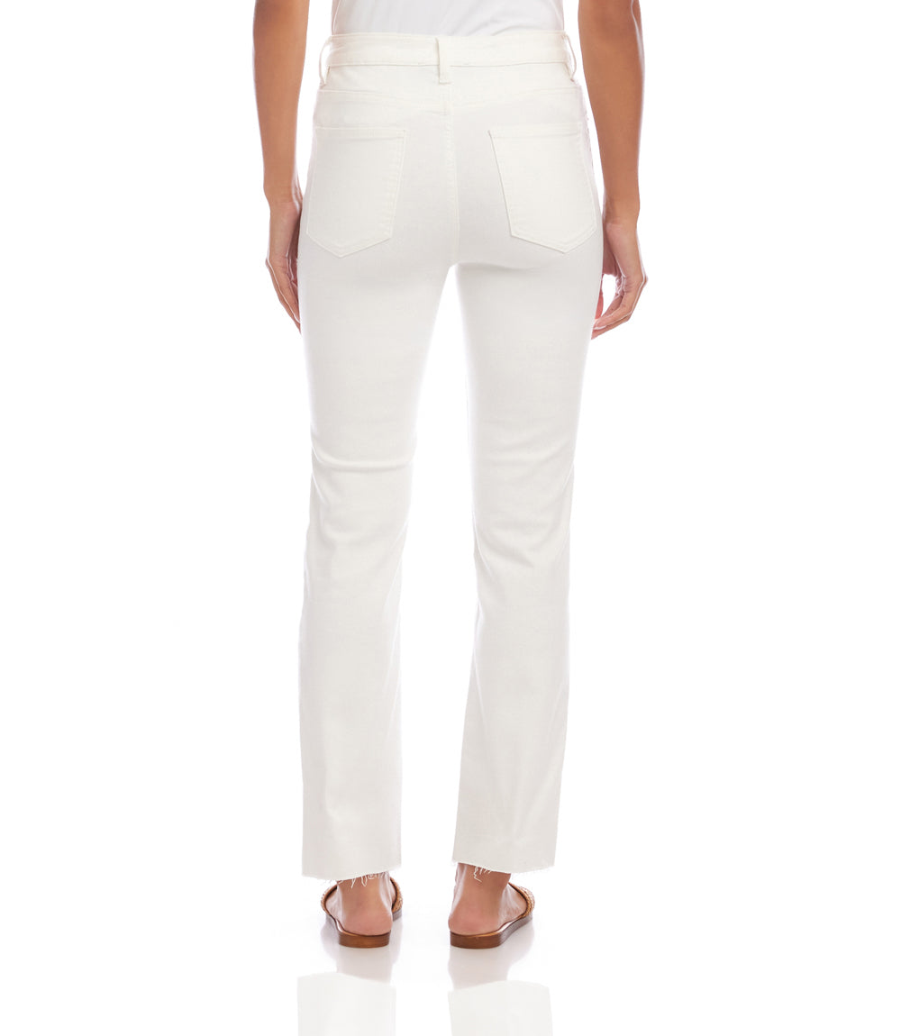 Petite Size Raw Hem Straight Jeans