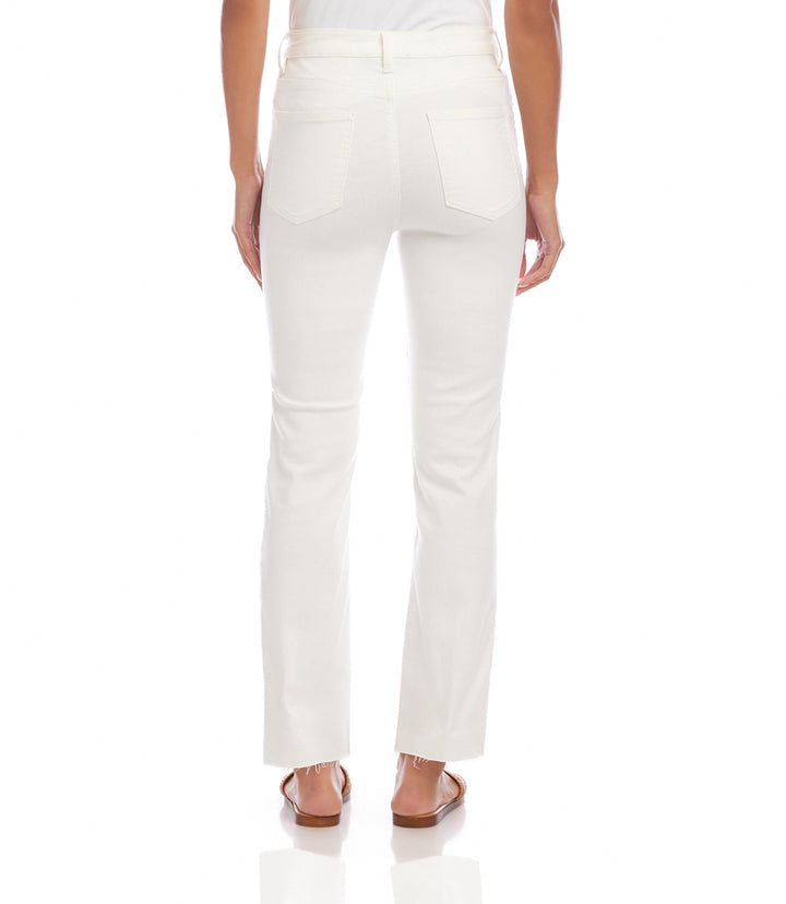 Petite Size Raw Hem Straight Jeans