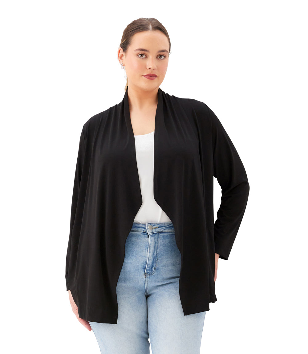 Plus Size Drape Travel Jersey Cardigan – Karen Kane