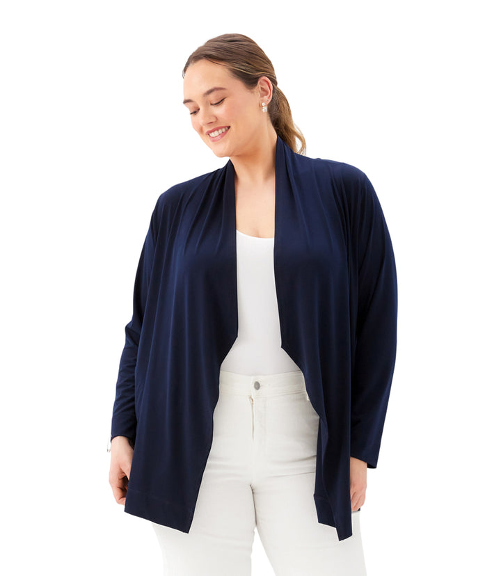 Plus Size Drape Travel Jersey Cardigan
