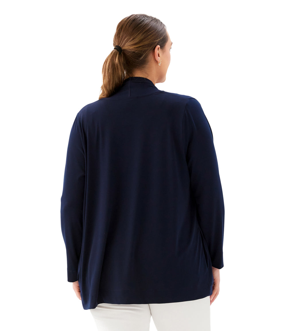 Plus Size Drape Travel Jersey Cardigan