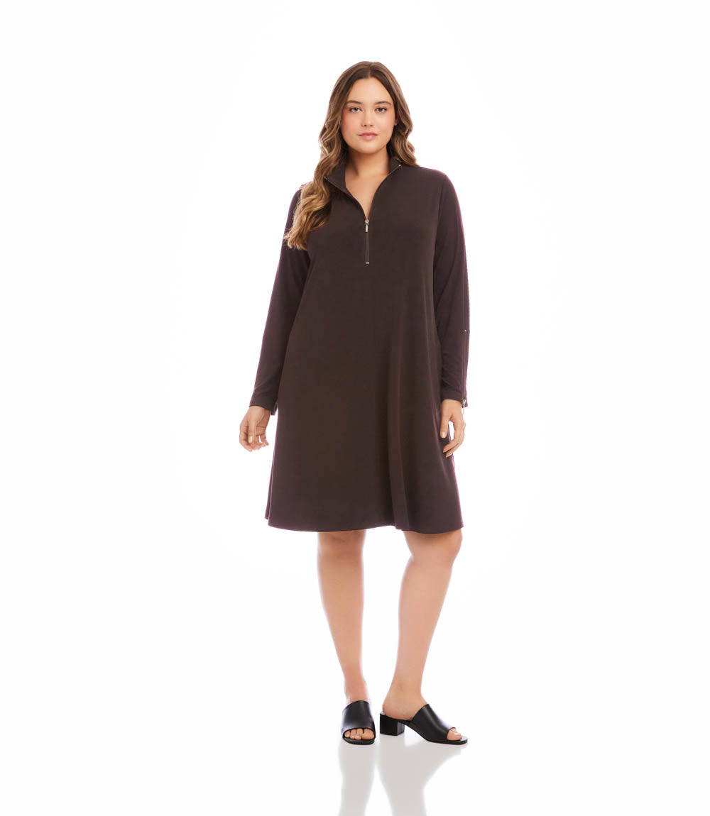 Plus Size Zip-Up Travel Jersey Dress