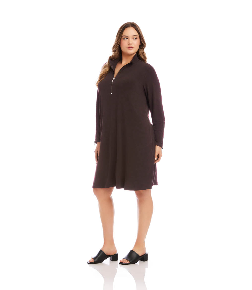 Plus Size Zip-Up Travel Jersey Dress