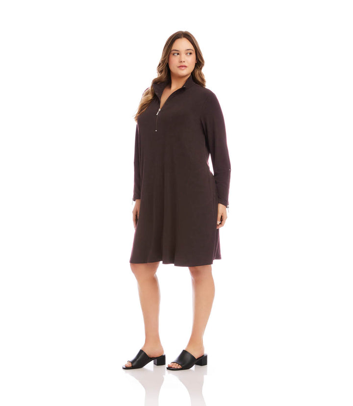 Plus Size Zip-Up Travel Jersey Dress